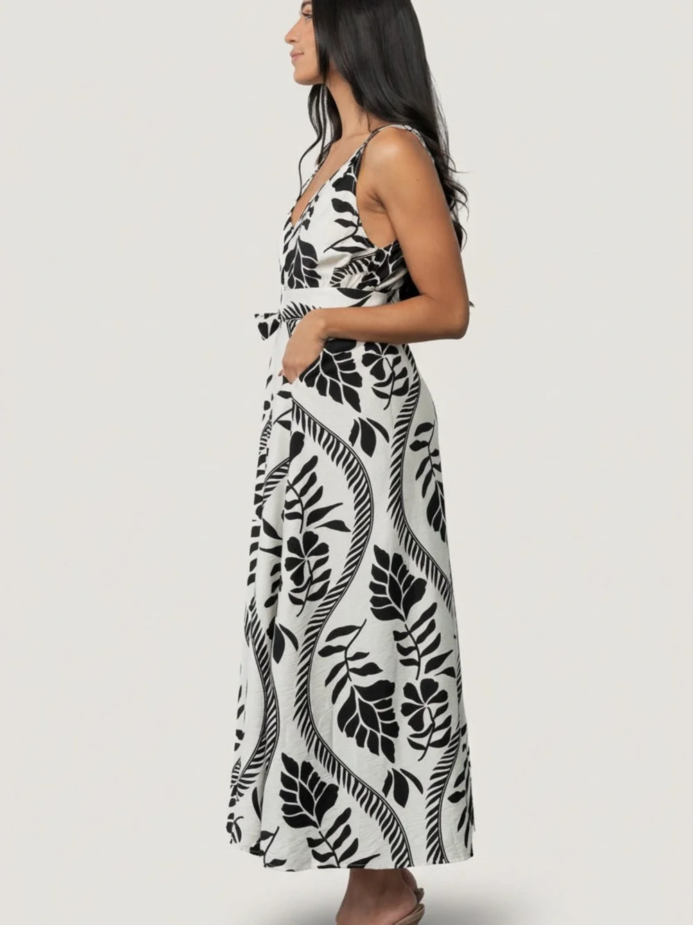 Baltic Born Sofía Maxi Dress | Ivory + Black - 1XL maxi dress - Picture 3 of 7